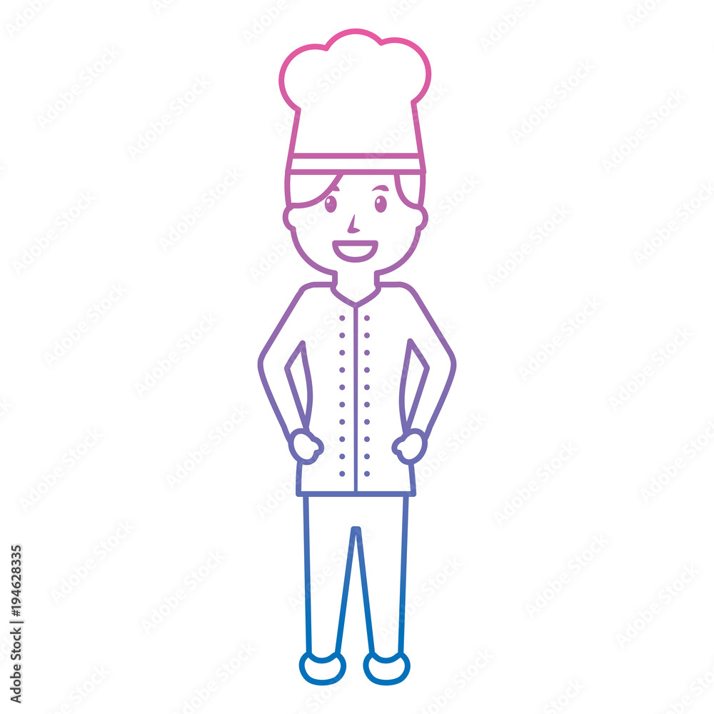 chef happy icon image vector illustration design  purple to blue ombre line