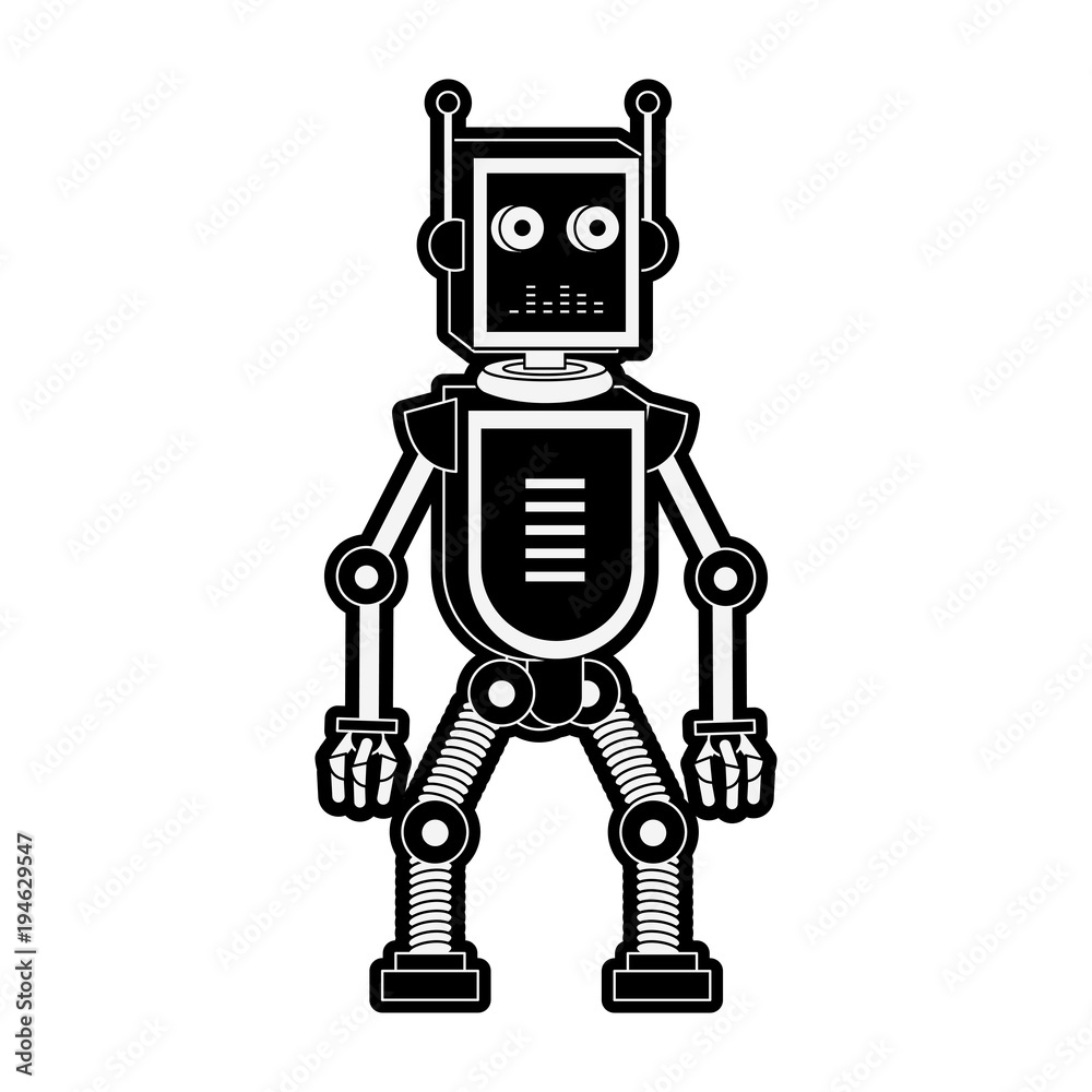 Fototapeta premium Funny robot cartoon vector illustration graphic design