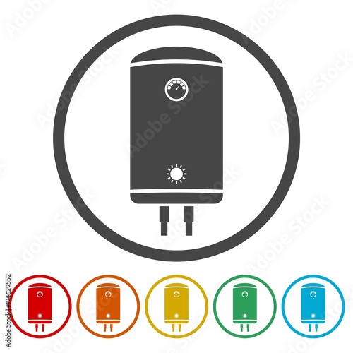 Electric boiler icon - vector Illustration, 6 Colors Included