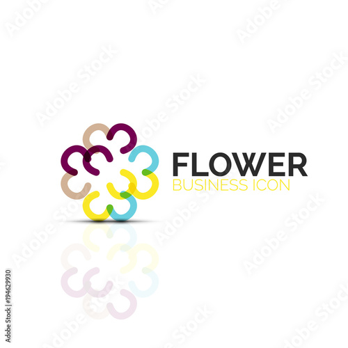 Abstract flower or star minimalistic linear icon, thin line geometric flat symbol for business icon design, abstract button or emblem © antishock