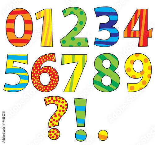 Nice colorful cartoon numbers set for children : 1-10 