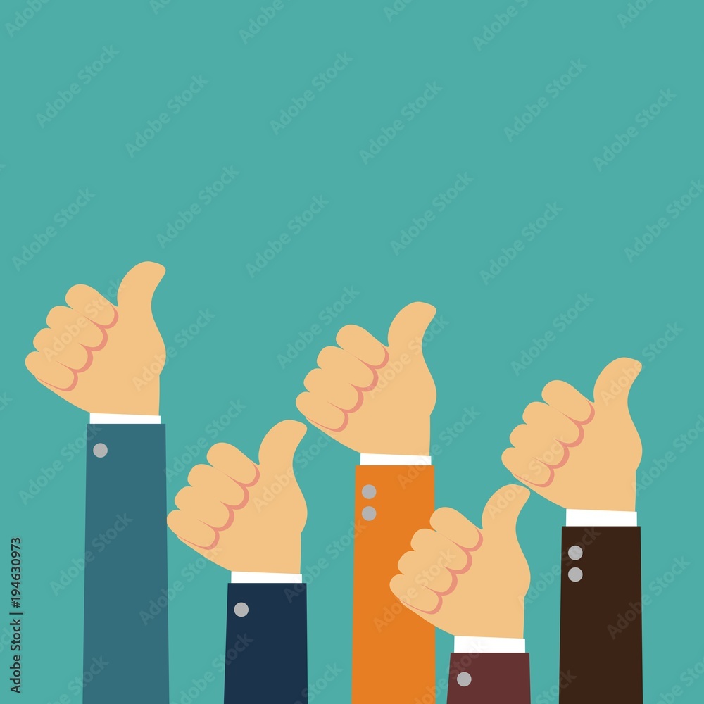 Male hands show thumbs up. Illustration in flat design style. Stock vector Male hands show thumbs up. Illustration in flat design style. Stock vector