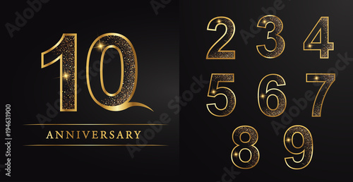 Photo number,numbers,10 aniversary,celebration,golden number