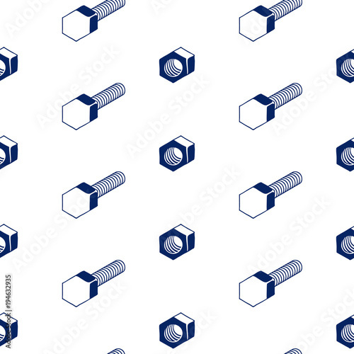 Minimalistic Vector Seamless Pattern with Screw and Nut