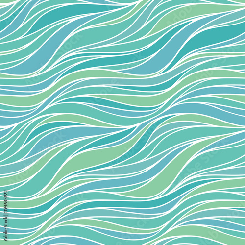 Seamless vector pattern with lines. Abstract green wave nature eco background.