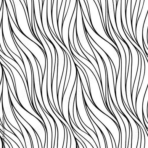Seamless spring vector pattern with lines. Abstract colorful wavy nature eco background.