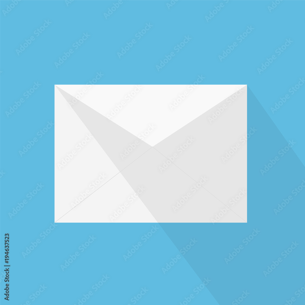 White envelope letter with shadow, concept of incoming email message, mail delivery service, newsletter announcement flat modern vector illustration design isolated White envelope letter with shadow, concept of incoming email message, mail delivery service, newsletter announcement flat modern vector illustration design isolated