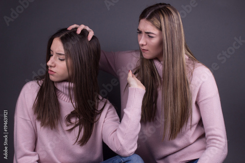 teenager girls argument isolated 