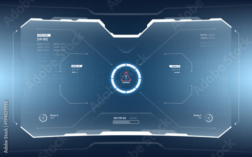 Sci-Fi Futuristic Vector HUD Interface Screen. Virtual Reality View Display
