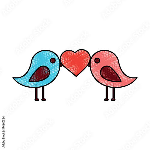 lovebirds heart icon image vector illustration design  sketch style
