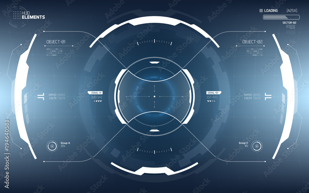 Sci-Fi Futuristic Vector HUD Interface Screen. Virtual Reality View Display