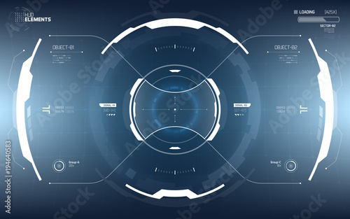 Sci-Fi Futuristic Vector HUD Interface Screen. Virtual Reality View Display photo