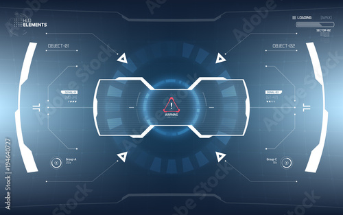 Sci-Fi Futuristic Vector HUD Interface Screen. Virtual Reality View Display