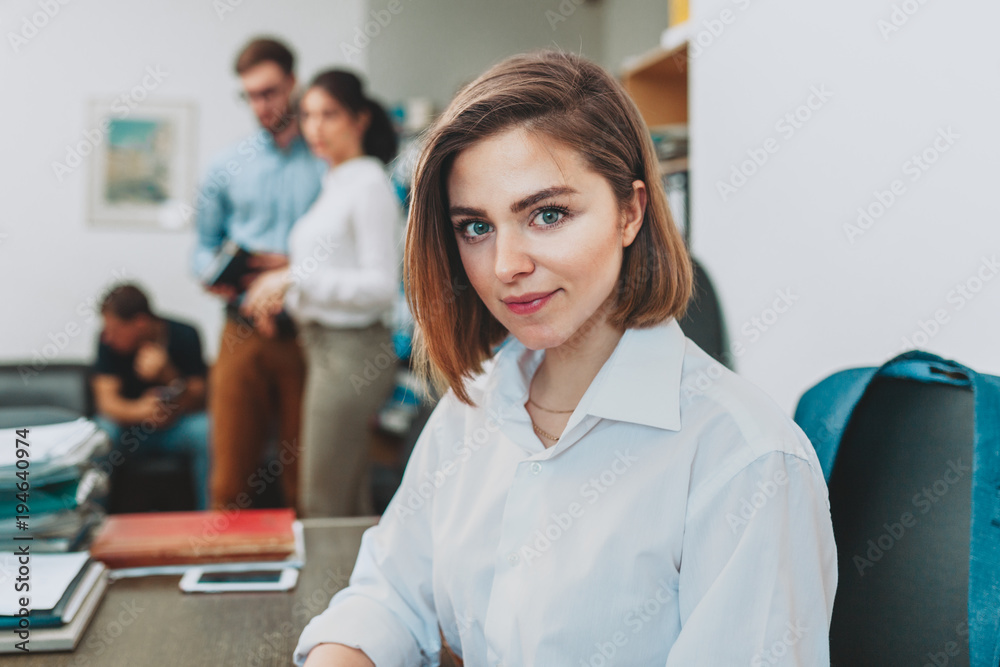 Fototapeta premium Young woman reading email