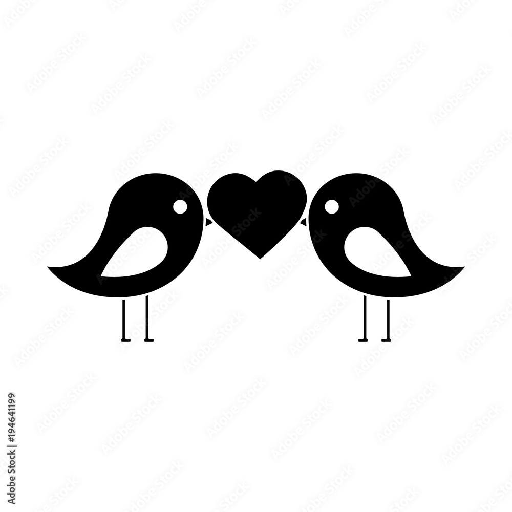 Obraz premium lovebirds heart icon image vector illustration design black and white