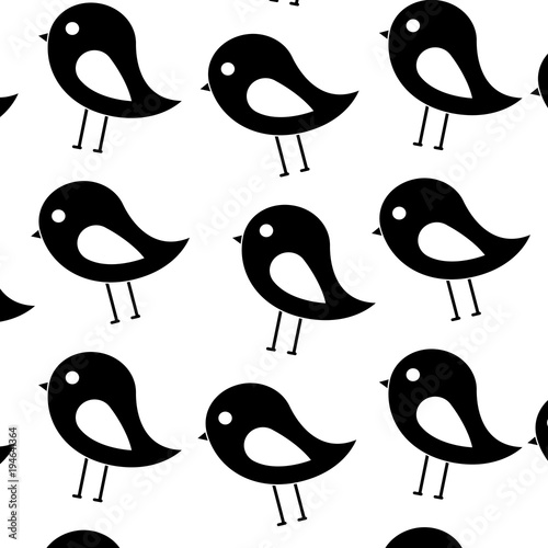bird cartoon pattern image vector illustration design  black and white