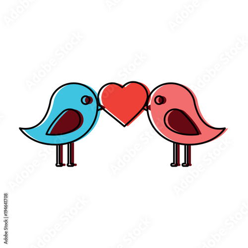 lovebirds heart icon image vector illustration design 