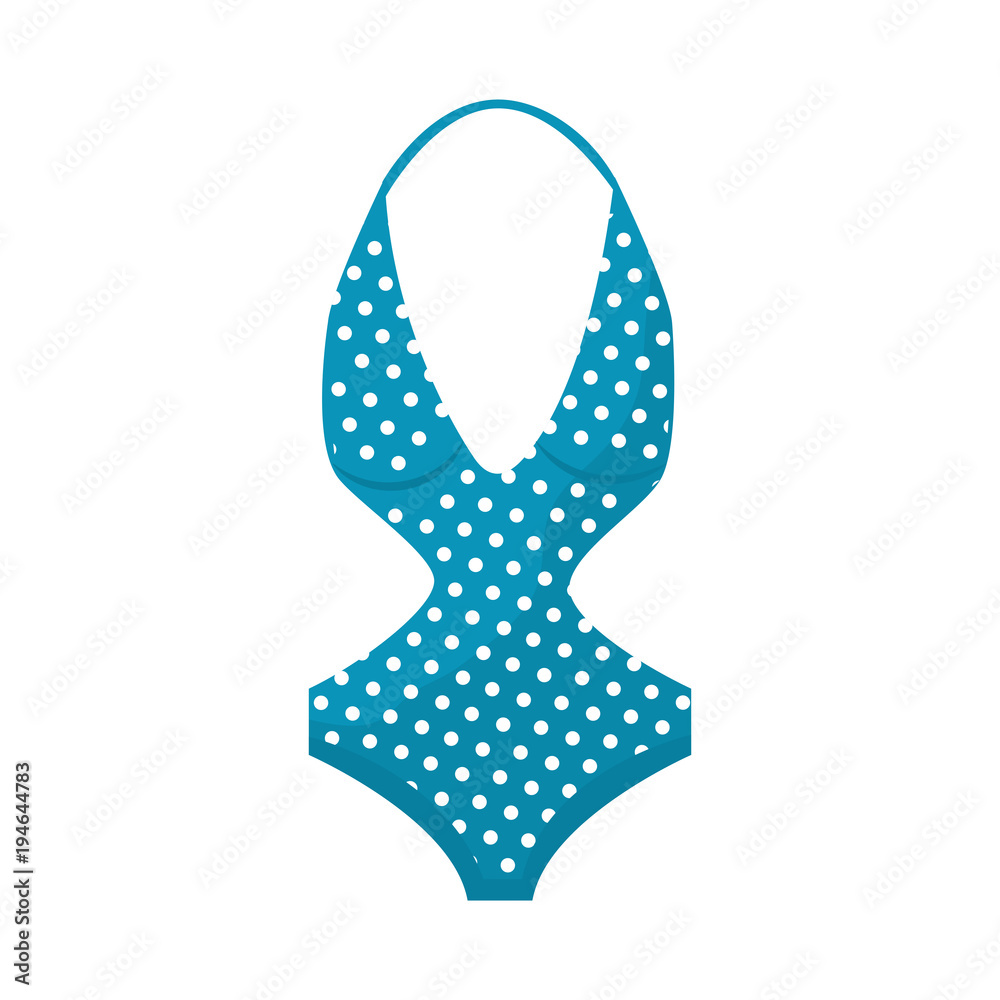 one piece swimsuit with polka dots woman icon image vector illustration design 