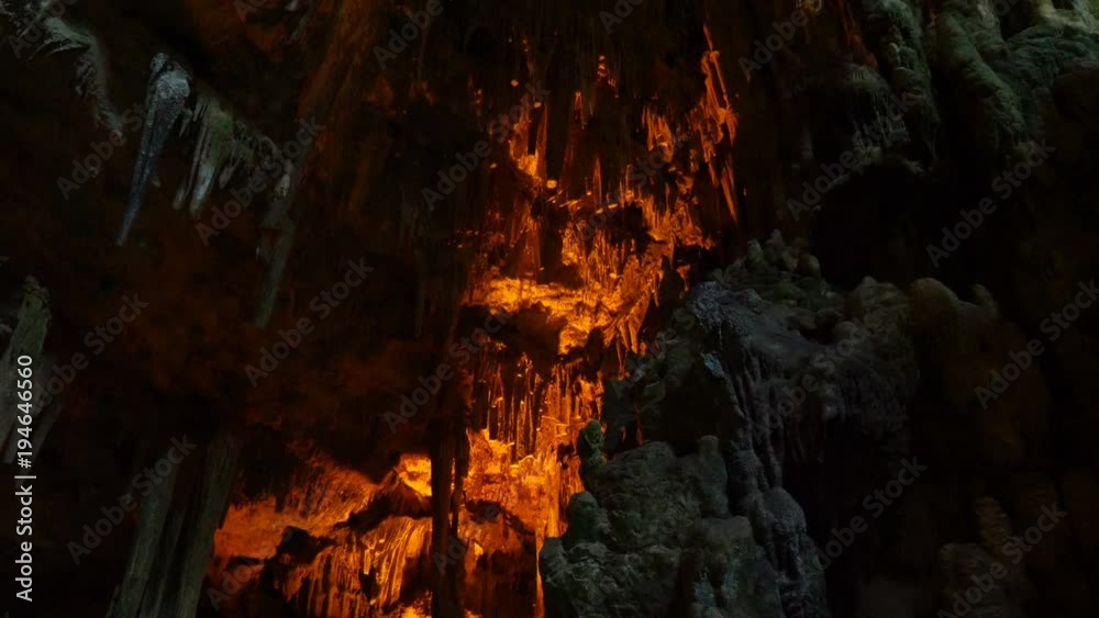 Grotte di Castellana, Italy- Inside lighting Cave Stone Wall Grotte di Castellana, Italy- Inside lighting Cave Stone Wall