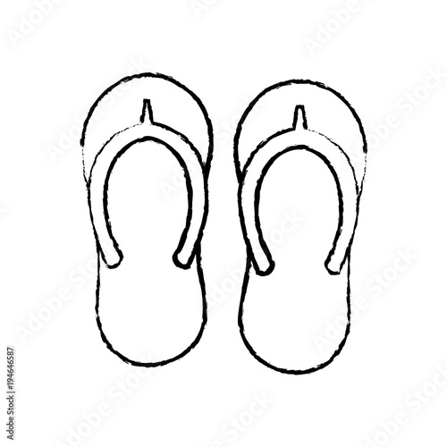 flip flops sandals beach icon image vector illustration design black sketch line