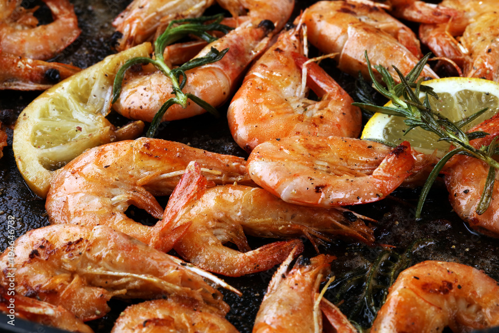 Grilled shrimp skewers. Seafood, shelfish. Shrimps Prawns skewers with herbs, garlic and lemon. Grilled shrimp skewers. Seafood, shelfish. Shrimps Prawns skewers with herbs, garlic and lemon.