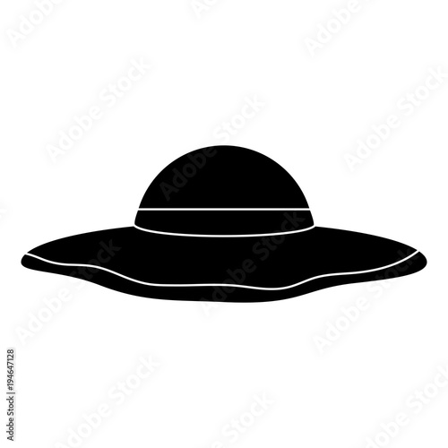 sun hat woman icon image vector illustration design black and white