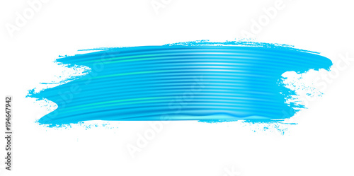 Horizontal realistic light blue brush stroke. Paint texture. Design element. Vector illustration.