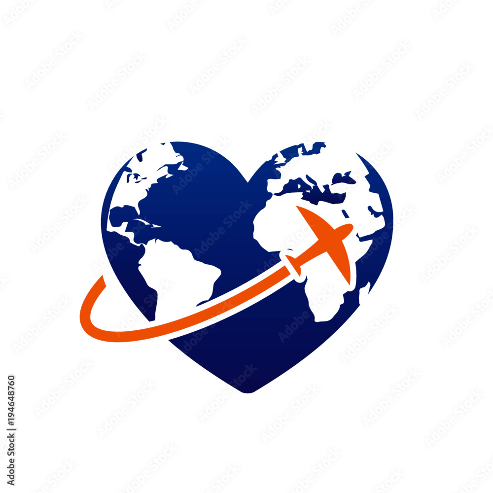 Naklejka premium love travel logo
