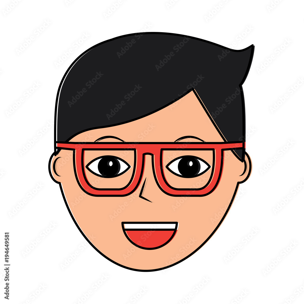 happy man with glasses icon image vector illustration design 