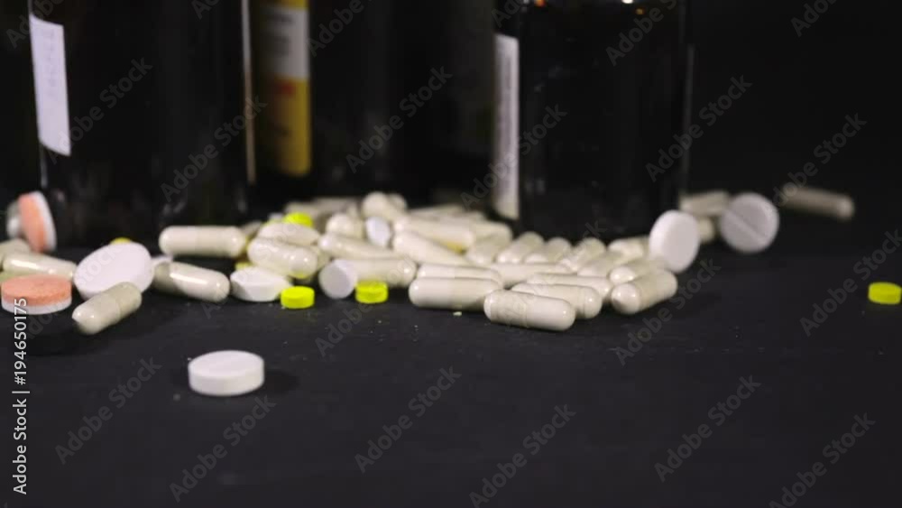 Close up of many different spinning drugs
