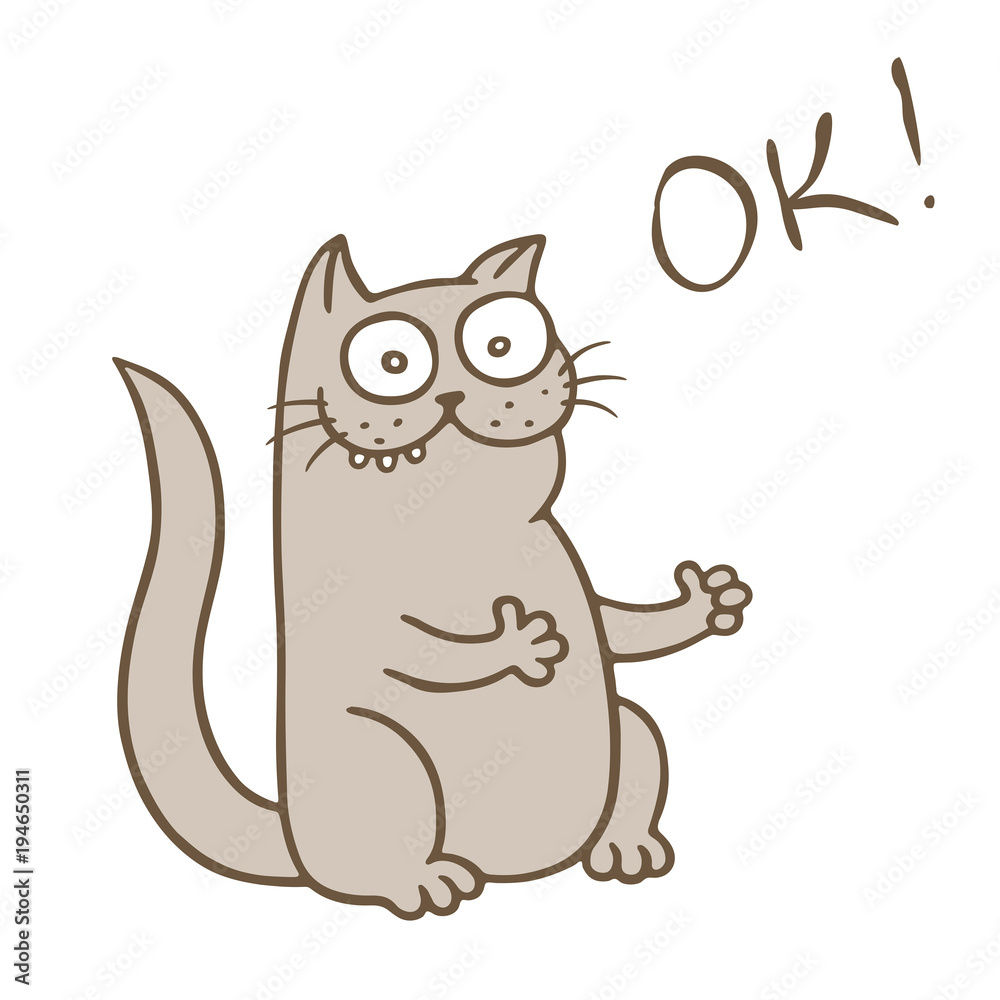 Funny cat puts on the likes. Vector Illustration Funny cat puts on the likes. Vector Illustration