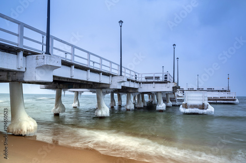 Wallpaper Mural Frozen pier at Baltic Sea in Gdansk, Poland Torontodigital.ca