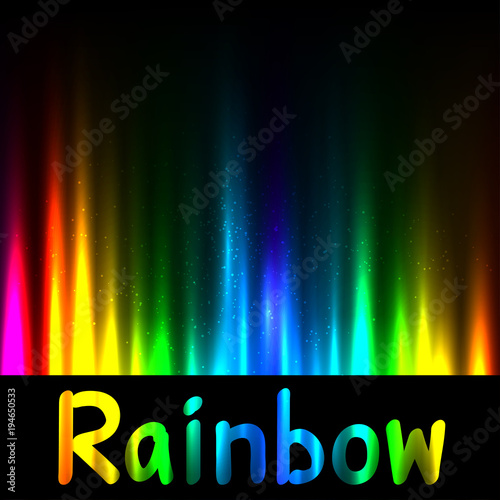 text rainbow on color dark background