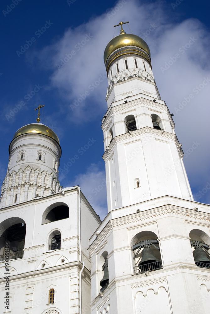 Ivan Great Bell tower of Moscow Kremlin. Color winter photo. Ivan Great Bell tower of Moscow Kremlin. Color winter photo.