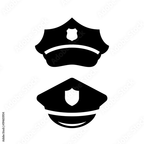 Policeman peaked cap vector icon set