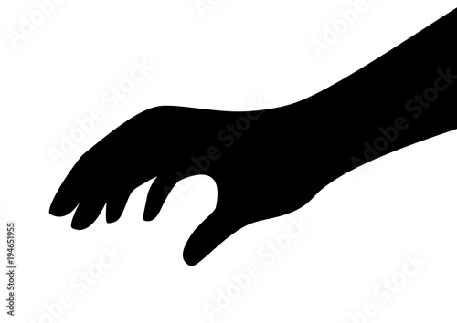 Touching hand vector silhouette