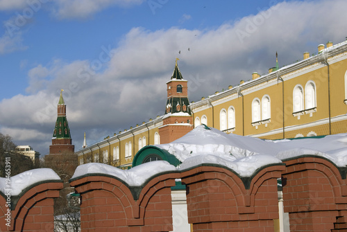 Moscow Kremlin. Color winter photo.
