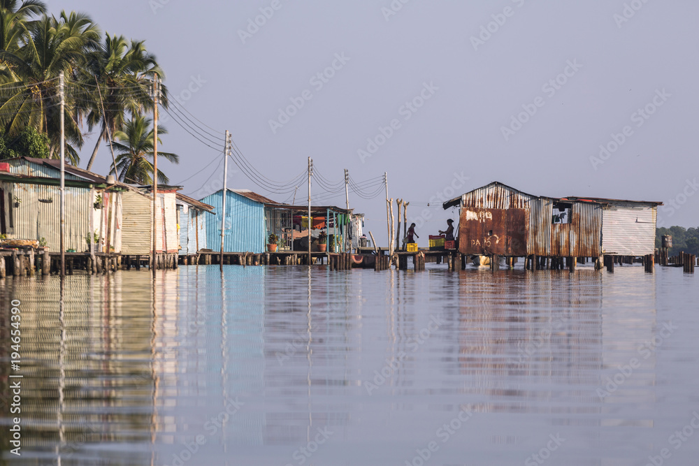 Houses on stilts in the village of Ologa, Lake Maracaibo, Venezuela