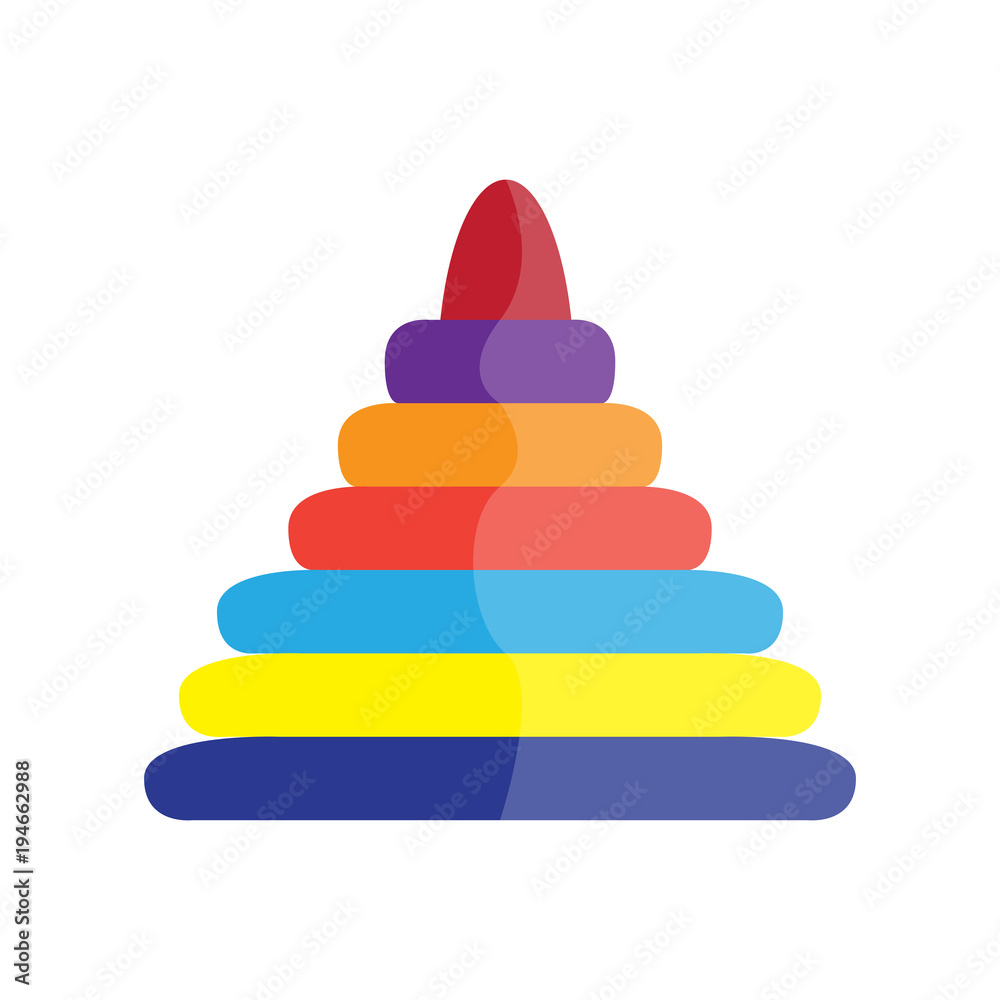 Colored stacking rings toy icon Colored stacking rings toy icon