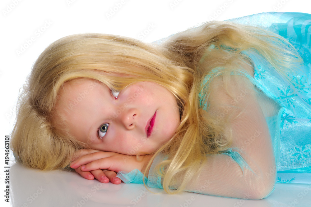 Little girl lies on the floor Little girl lies on the floor
