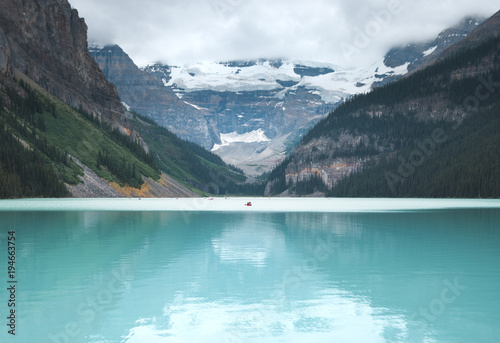 Lake Louise is full of red canoes in the summer
