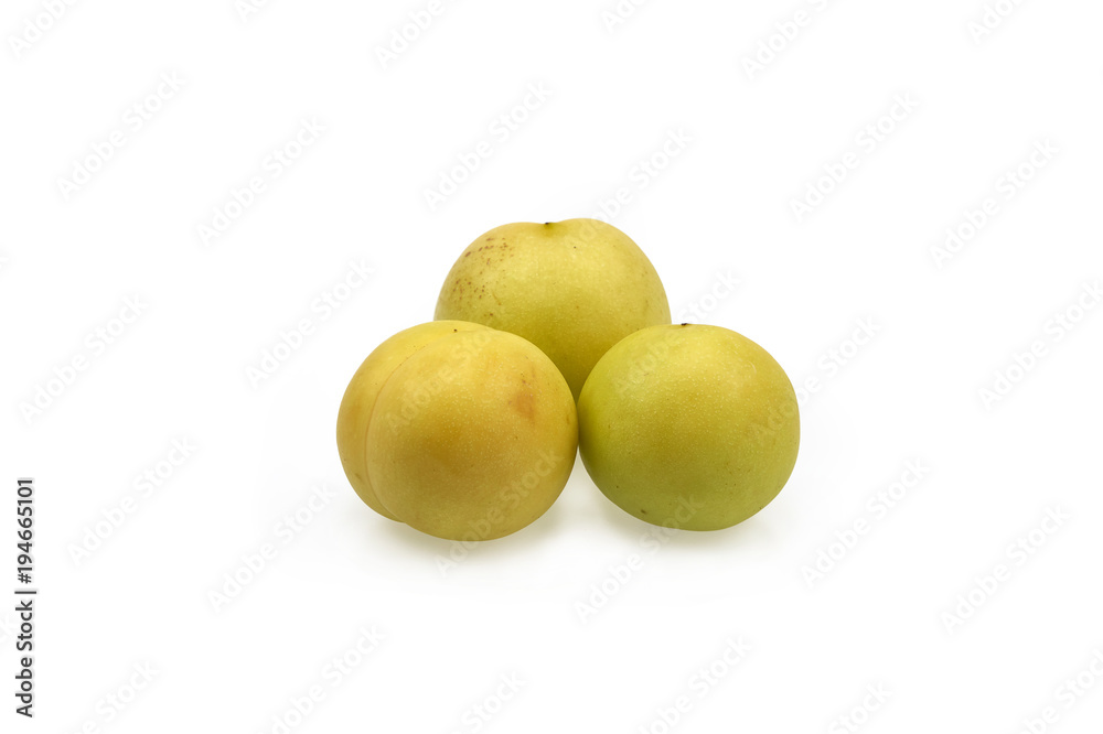 Plum White Fruit Isolated on White Background Plum White Fruit Isolated on White Background