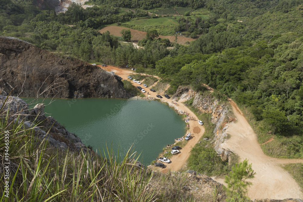 Blue Lagoon, old quarry in Campo Magro Parana Brazil.