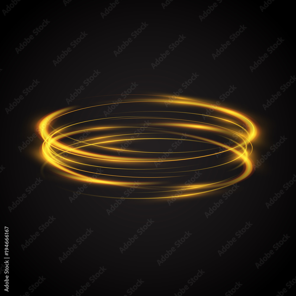 Abstract glowing rings. Colored neon circles. A bright trace from the blazing rays of swirling in a fast motion in a spiral. Slow shutter speed effect. Transparent light vector illustration Abstract glowing rings. Colored neon circles. A bright trace from the blazing rays of swirling in a fast motion in a spiral. Slow shutter speed effect. Transparent light vector illustration