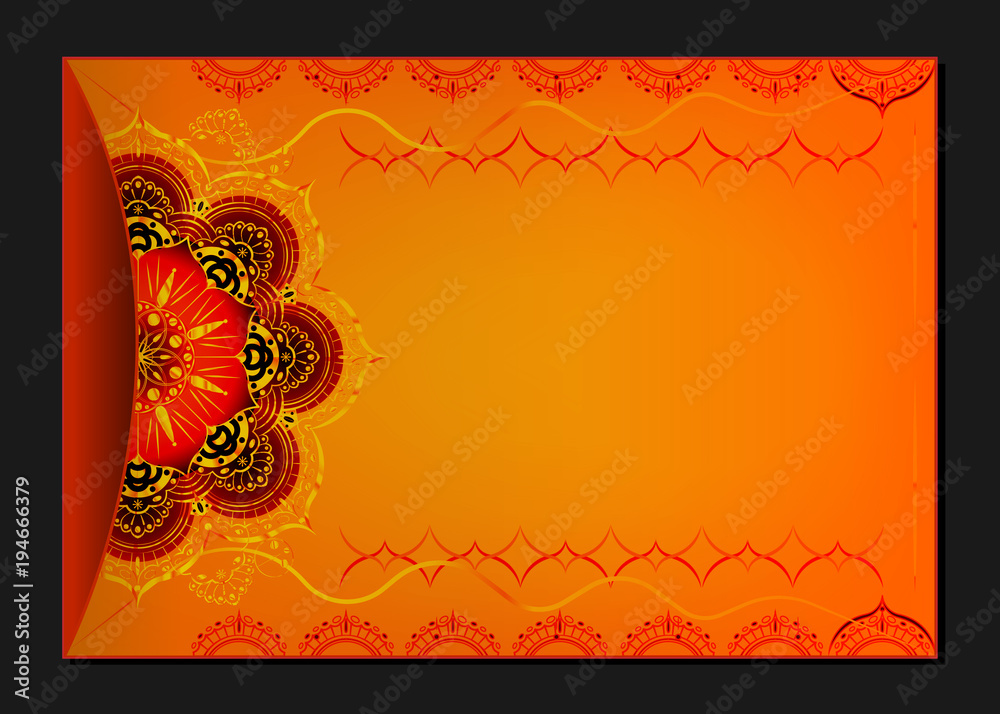 Golden vintage greeting card on orange background. Luxury ornament  template. Great for invitation, flyer, menu, brochure, postcard, background,  wallpaper, decoration, idea. Chinese Orient style motif Stock Vector |  Adobe Stock