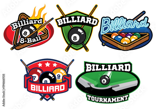 Billiard badge design set