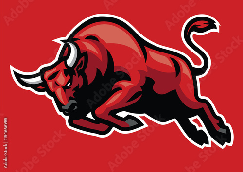 angry bull mascot in set