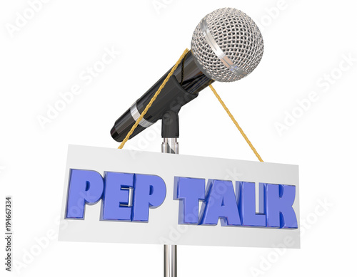 Bild auf Leinwand Pep Talk Assembly Microphone Stand Words 3d Illustration