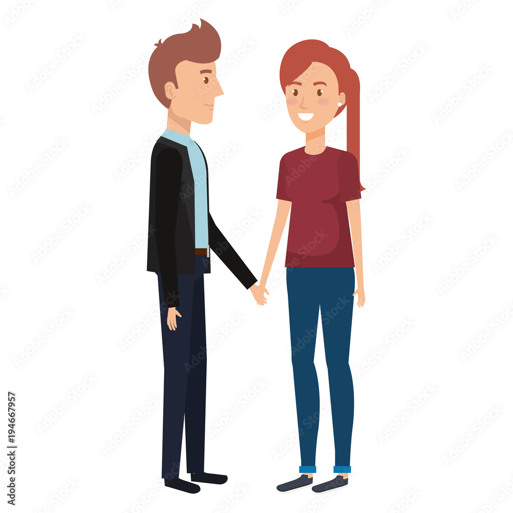 couple lovers avatars characters vector illustration design