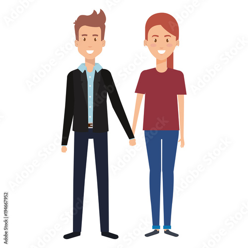 Wallpaper Mural couple lovers avatars characters vector illustration design Torontodigital.ca